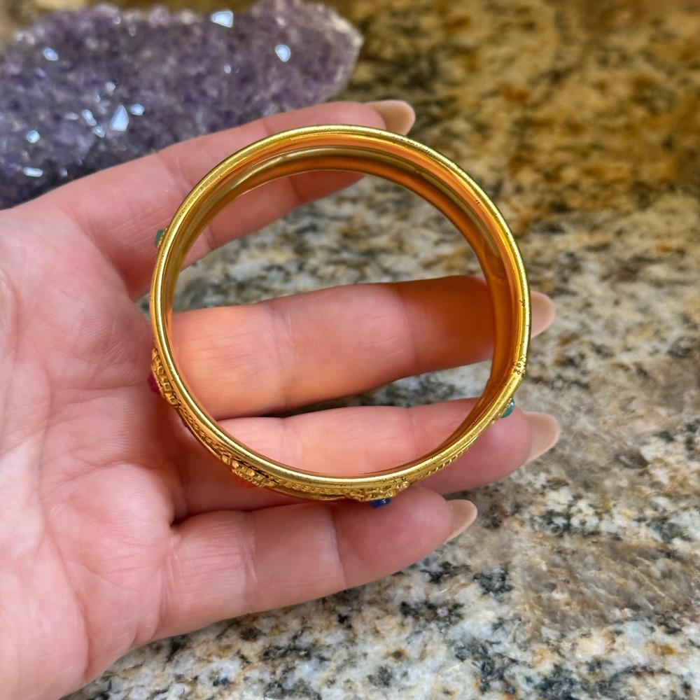 Gold Indian Bangle Gemstone Bracelet - Picture 8 of 8